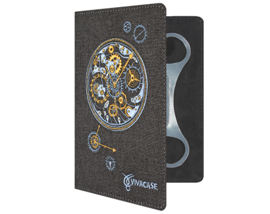 Фото 2 VIVACASE Текстильный универсальный чехол-обложка Сlockwork для планшетов и e-book 6», черный, картон (VUC-CCW06-bl), г.Торжок 2016