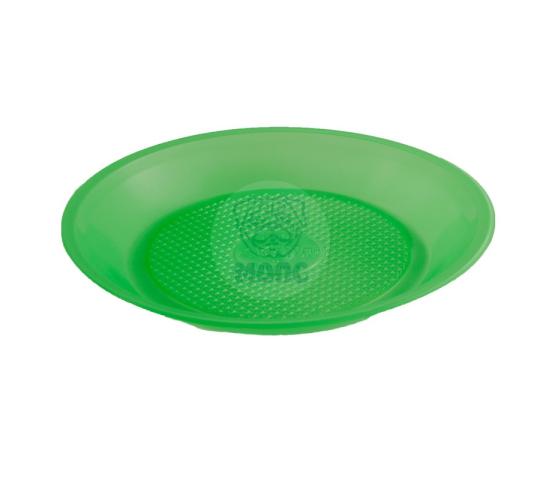 Фото 10 Тарелка десертная одноразовая пластиковая диаметр 205 мм зеленая 2020