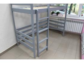 Кроватка-домик двухъярусная с простой лестницей