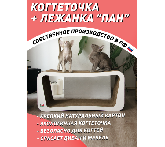 602835 картинка каталога «Производство России». Продукция Когтеточка из картона + лежанка «Пан» для кошек, г.Санкт-Петербург 2022