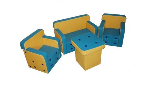 Фото 66 Детская игровая мебель Комфорт голубой / желтый 2022