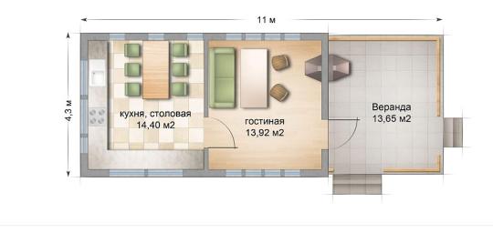 Фото 2 Комплект каркаса Летний домик с террасой, 42 кв.м, г.Петрозаводск 2023