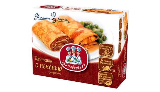 Фото 2 Замороженные блинчики в упаковке «Три поваренка», г.Москва 2015
