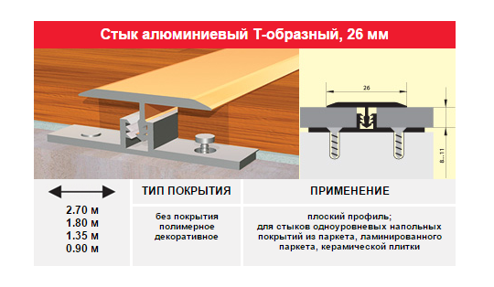 Фото 2 Алюминиевые пороги со скрытым креплением, г.Железногорск 2016