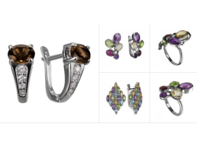 Комплекты кольца и серьги из коллекции «Калейдоскоп»