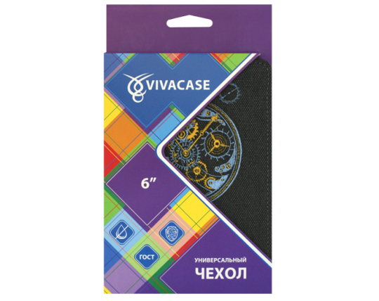 Фото 5 VIVACASE Текстильный универсальный чехол-обложка Сlockwork для планшетов и e-book 6», черный, картон (VUC-CCW06-bl), г.Торжок 2016