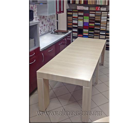 Фото 6 Кухня МДФ со встроенным столом, цвет «Акация светлая«, фасад «Прямоугольник«, г.Мытищи 2017