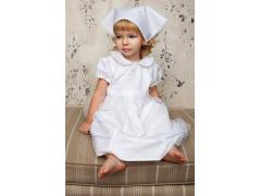 Фото 1 Крестильное платье для девочки. Хлопок жакард, фатин. Цвет:белый. р.56,62,68,74,80 2017