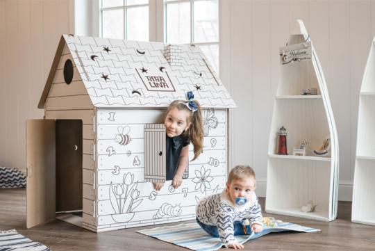 Картонный игровой домик раскраска детям