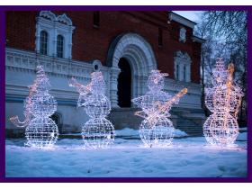 Снеговики-музыканты, новогодние светящиеся фигуры