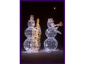 Снеговики-музыканты, новогодние светящиеся фигуры