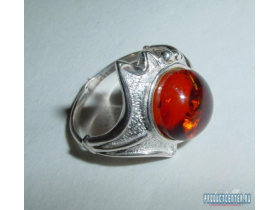Серебрянное кольцо с бордовым янтарём