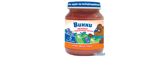 34568 картинка каталога «Производство России». Продукция Фруктовое пюре Яблоко с черничным соком, г.Москва 2014