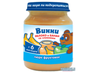 Пюре фруктовое с добавлением молочных компонентов Яблоко и банан со сливками