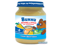 Пюре фруктовое с добавлением молочных компонентов Яблоко и груша со сливками