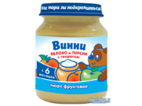 Пюре фруктовое с добавлением молочных компонентов Яблоко и персик с творогом