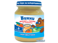 Пюре фруктовое с добавлением молочных компонентов Яблоко и персик со сливками