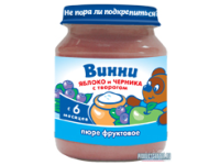 Пюре фруктовое с добавлением молочных компонентов Яблоко и черника с творогом