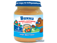 Пюре фруктовое с добавлением молочных компонентов Яблоко и шиповник со сливками