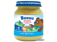 Пюре фруктовое с добавлением молочных компонентов Яблоко с творогом