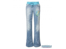 Модные джинсы клеш с синим поясом