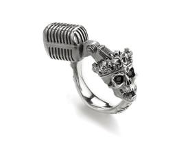 Кольцо серебряное «Skull's Mic».