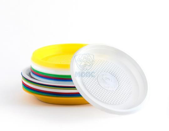 Фото 8 Тарелка десертная одноразовая пластиковая диаметр 205 мм и 165 мм цветная 2020