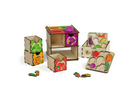 Комодик-куб с фруктами и цветным принтом