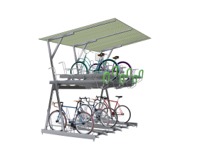 Двухуровневая велопарковка, модуль 12 мест с навес