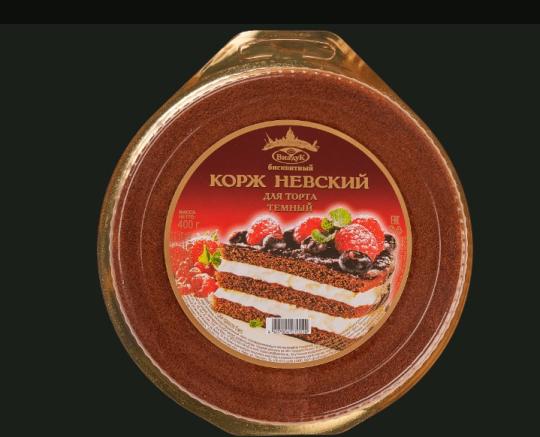 602874 картинка каталога «Производство России». Продукция Корж «Невский» бисквитный тёмный для торта, г.Санкт-Петербург 2022