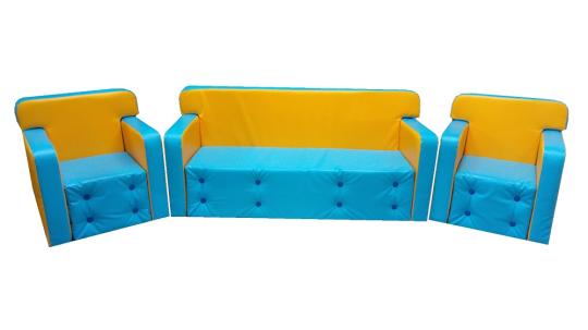 Фото 79 Детская игровая мебель Комфорт - ЛОНГ голубой / желтый 2022