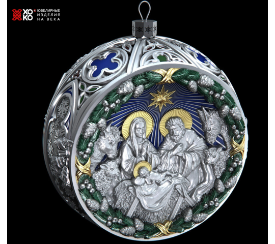 Фото 2 Новогодний серебряный шар «Рождество», г.Тольятти 2022
