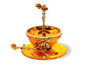 Чашка чайная из натурального янтаря «Малиновка»
