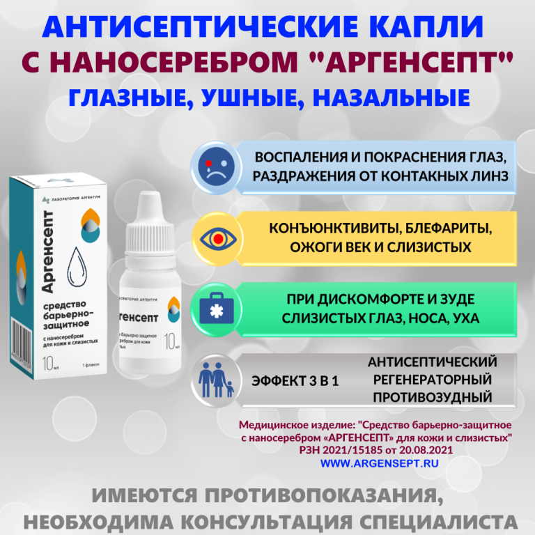 Капли для глаз с наносеребром АРГЕНСЕПТ от производителя Медицинское ...