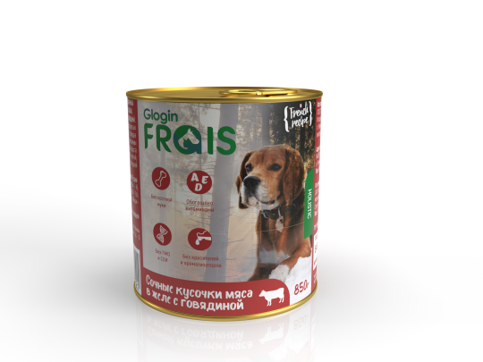 Фото 6 Консервированный корм Frais Holistic Dog для собак, сочные кусочки мяса в желе с говядиной, 850 г * 6 шт. Консервированный корм