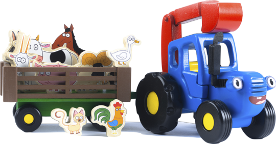 Фото 3 Синий трактор с ковшом, телегой и набором животных, г.Новокузнецк 2023