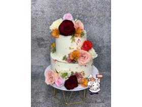 Торт свадебный «С живыми цветами»