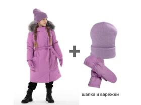 Зимнее пальто + шапка +варежки