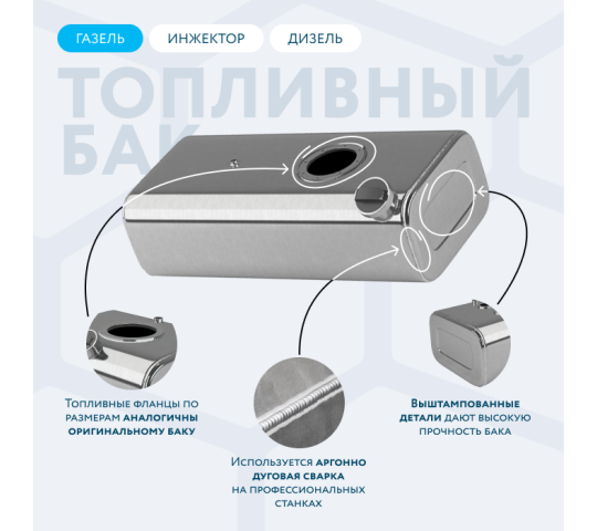 Фото 3 Алюминиевый бак 70 литров Газель инжектор /дизель, г.Набережные Челны 2025