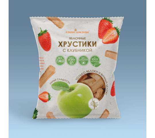 750654 картинка каталога «Производство России». Продукция Яблочные Хрустики «С клубникой» 50 гр, г.Москва 2025