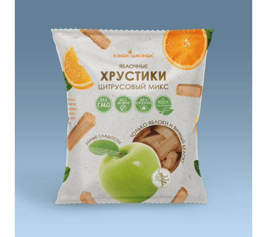 750655 картинка каталога «Производство России». Продукция Яблочные Хрустики «Цитрусовый микс» 50 гр, г.Москва 2025