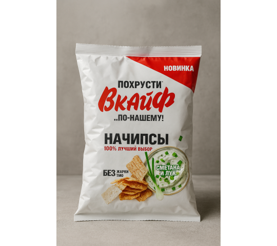 764154 картинка каталога «Производство России». Продукция Снеки кукурузные «НАЧИПСЫ» 75г Сметана и лук, г.Новочеркасск 2025