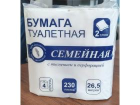 Туалетная бумага «Семейная» двухслойная