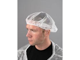 Шапочки-береты белые, сетка, полиэстер (упаковка)