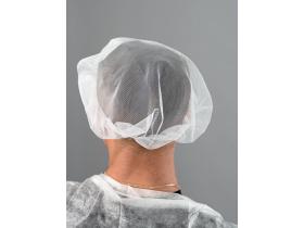 Шапочки-береты белые, сетка, полиэстер (упаковка)