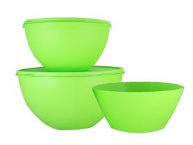 Набор мисок с цветными крышками (2л+4л) + Салатник