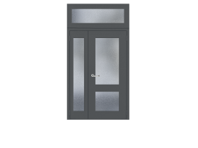 Дверь входная двустворчатая остекленная с фрамугой