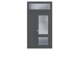 Дверь двустворчатая входная остекленная с фрамугой