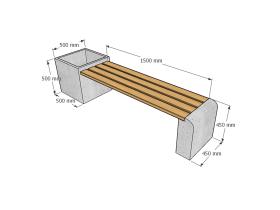Скамейка бетонная с вазоном №230