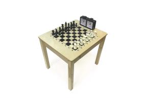 Комплект «Шахматный 2»: стол, шахматы, шашки, часы